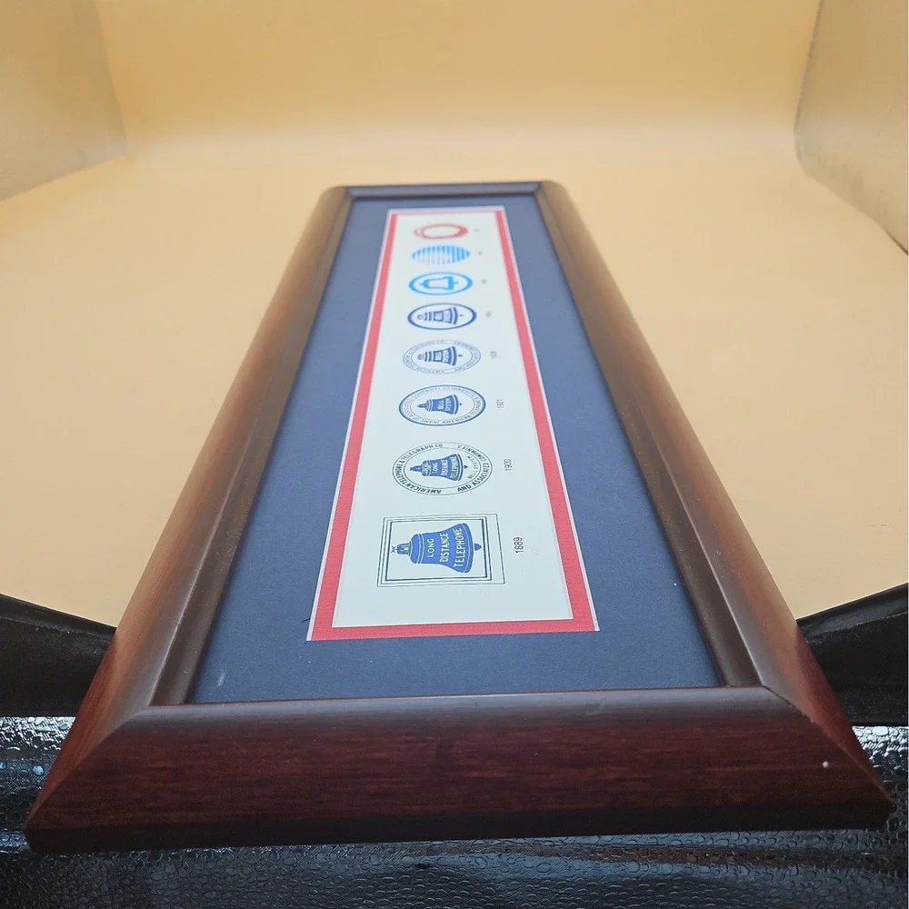 Vintage Bell System Logo Evolution Framed Art Print AT&T Telephone History Sign